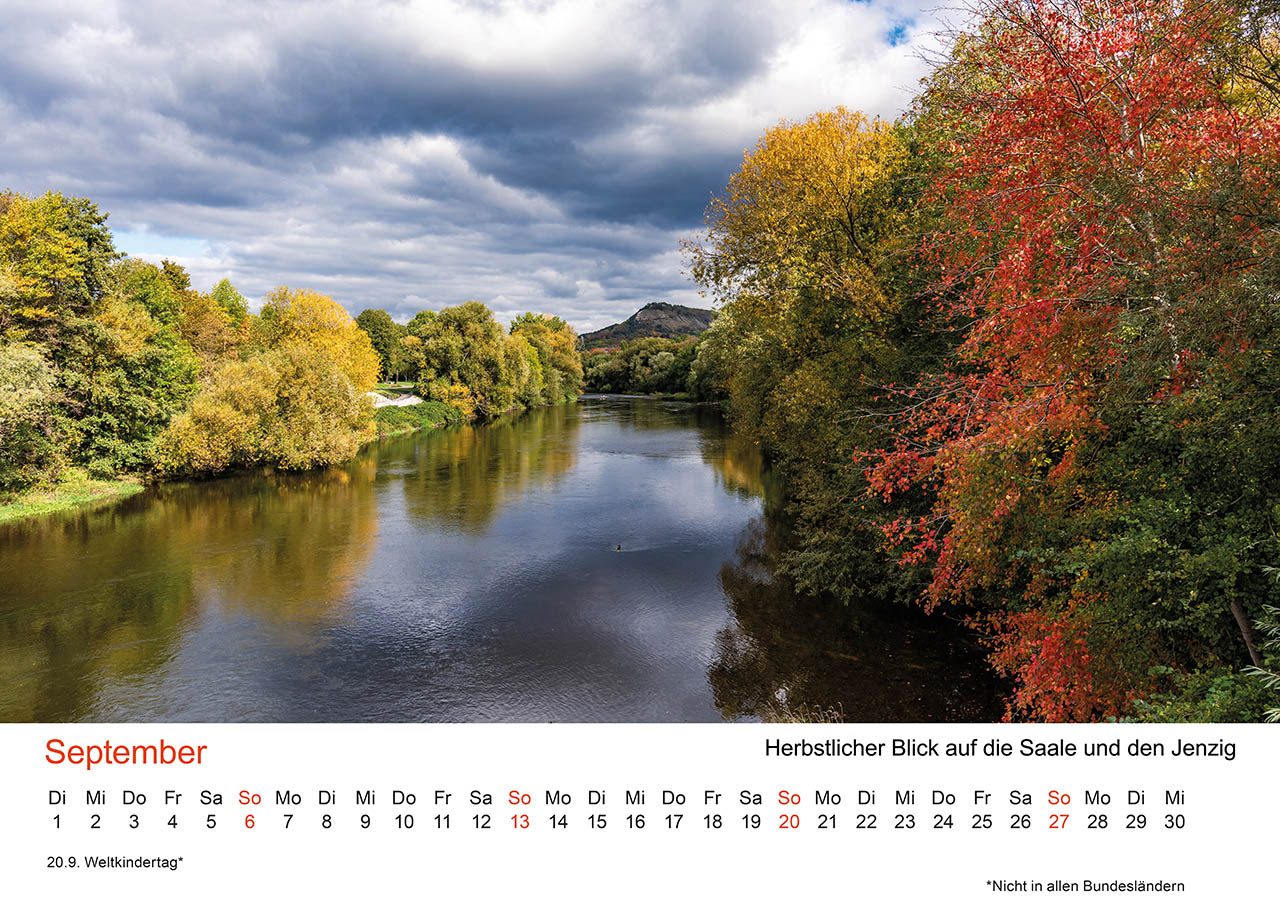 September: Herbstliche Saalelandschaft mit Blick auf den Jenzig September: Herbstliche Saalelandschaft mit Blick auf den Jenzig